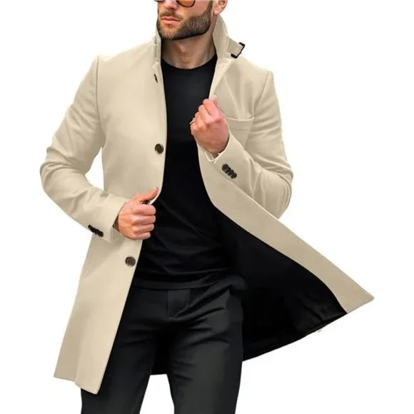 Jackets & Coats | Trench Coat Slim Fit Stand Collar Single